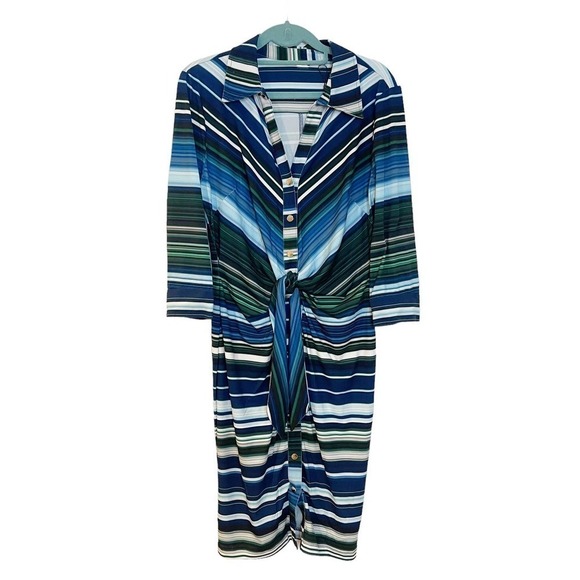 T Tahari Striped Shirt DressBlue Women's Size 8 New - Picture 12 of 12